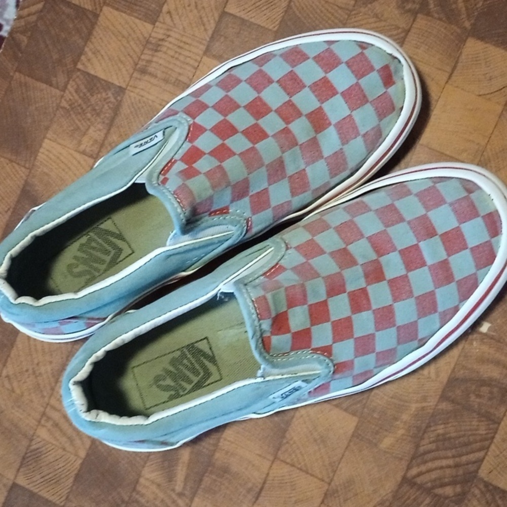 Vans 6 women's shoes red and blue checked